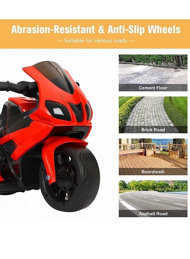 الحلم دراجة نارية رياضية للأطفال 6 فولت للركوب على دراجة نارية مع عجلة خفيفة لفرامل القدم لسباق اليد للأطفال، ألعاب ركوب للأطفال، دراجة كهربائية باللون الأحمر - Image 3